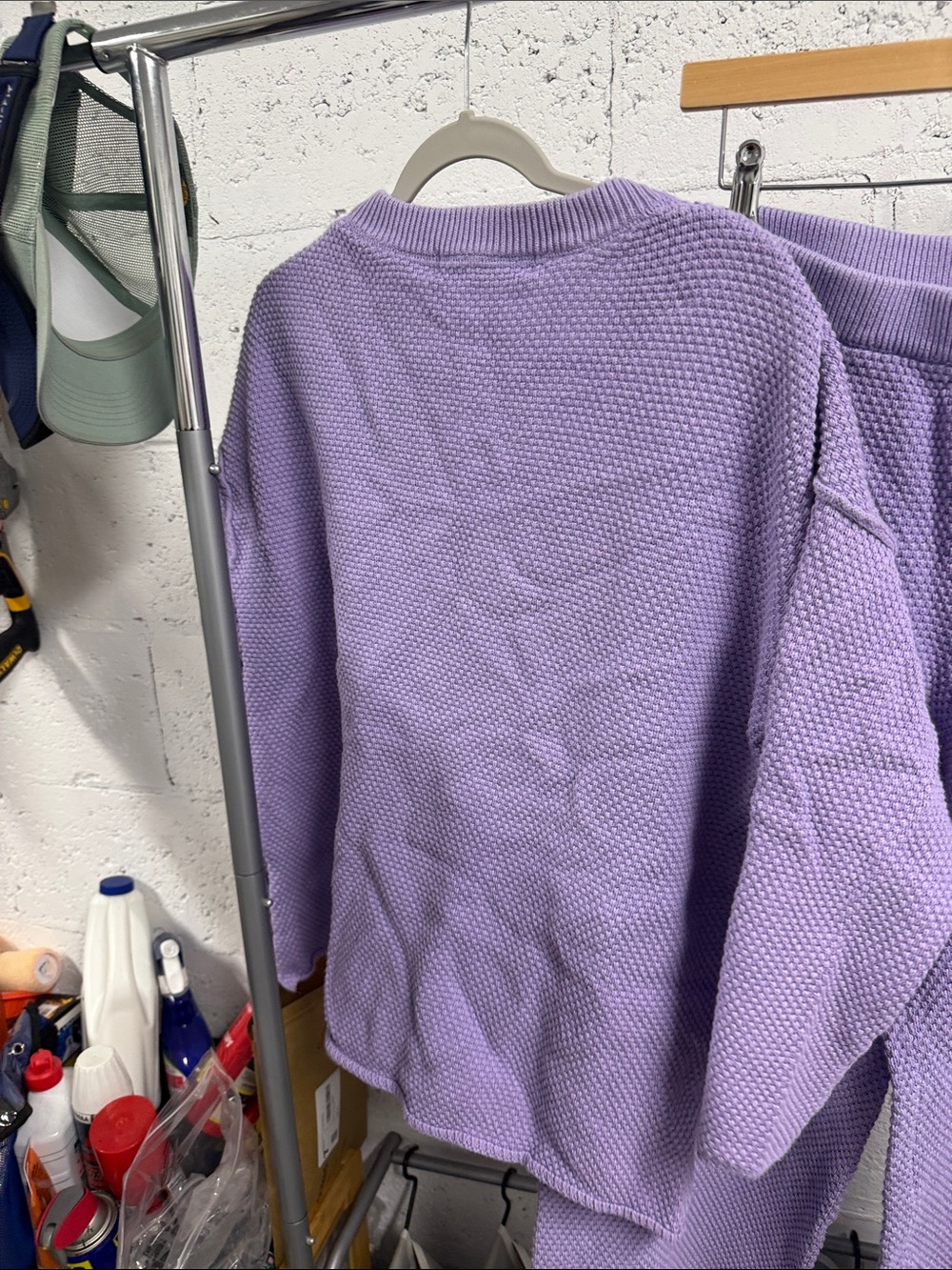 Lilac Waffle Knit Two-Piece Lounge Set FP Beach Size Medium - LIKE NEW Set - Picture 5 of 5
